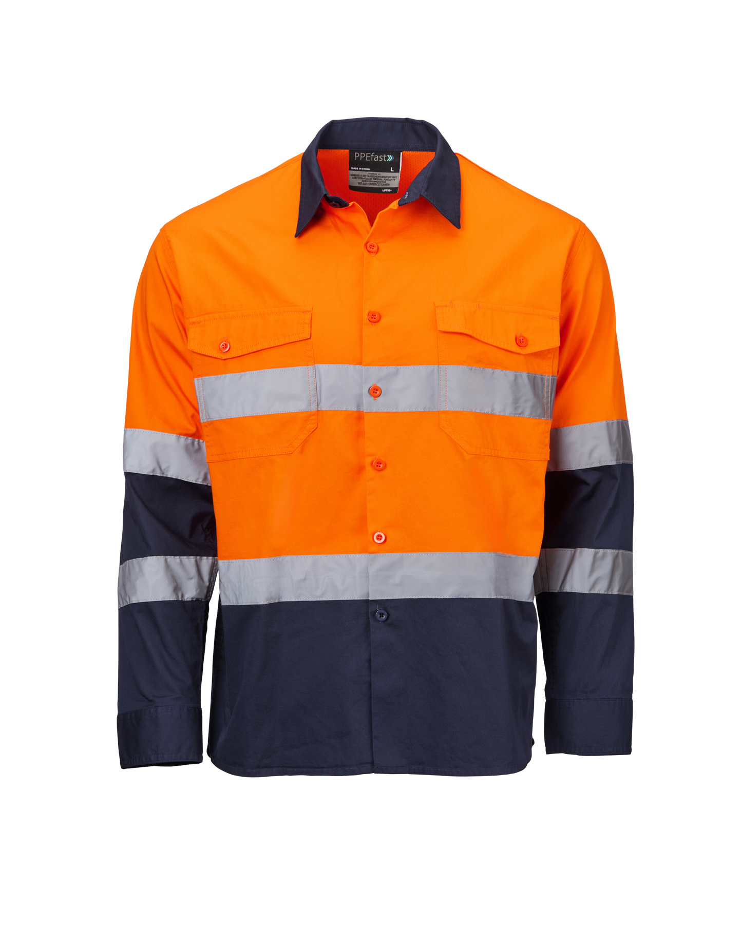 Industrial Hi Vis Shirt Hoop Taped Orange- Free Logos