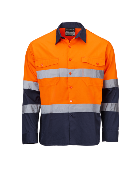 Industrial Hi Vis Shirt Hoop Taped Orange- Free Logos