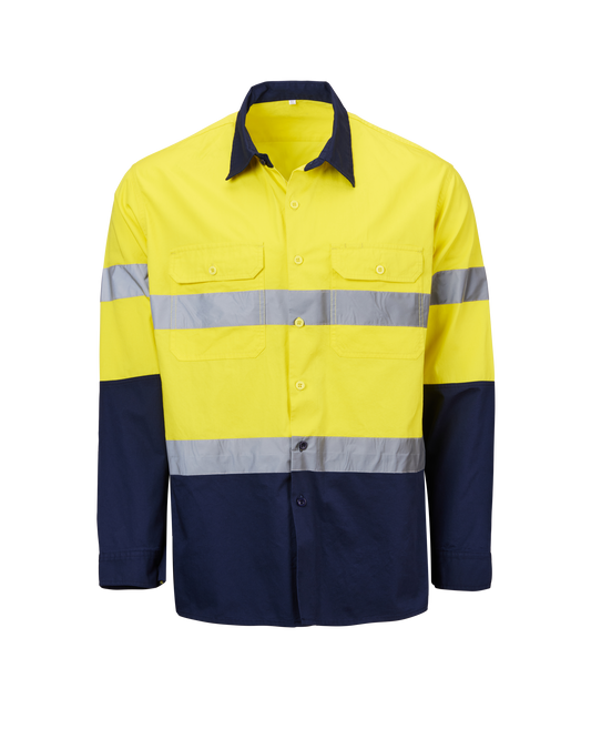 Industrial Hi Vis Shirt Hoop Taped Yellow- Free Logos